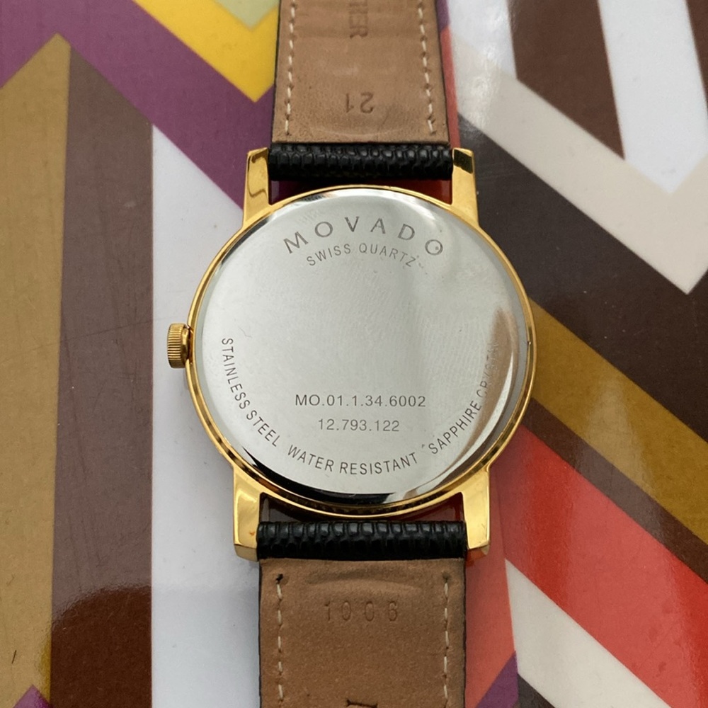 Movado Gold and Black Timepiece - Picture 3 of 7